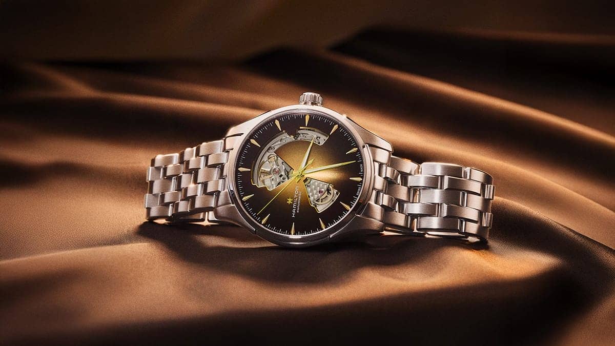 Hamilton Jazzmaster women's open-heart automatic dark dial steel bracelet — best characterful ladies watch under $500
